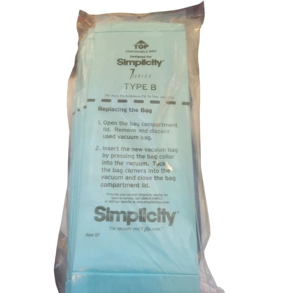 9 count Simplicity Genuine 7 Series Type B‎ Vacuum Cleaner Paper Bags S7-12